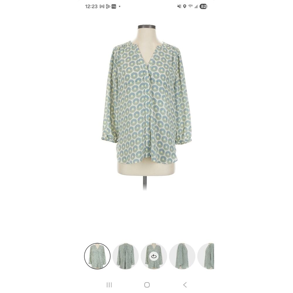 Women's NYDJ Floral Print Blouse 3/4 Sleeve Small